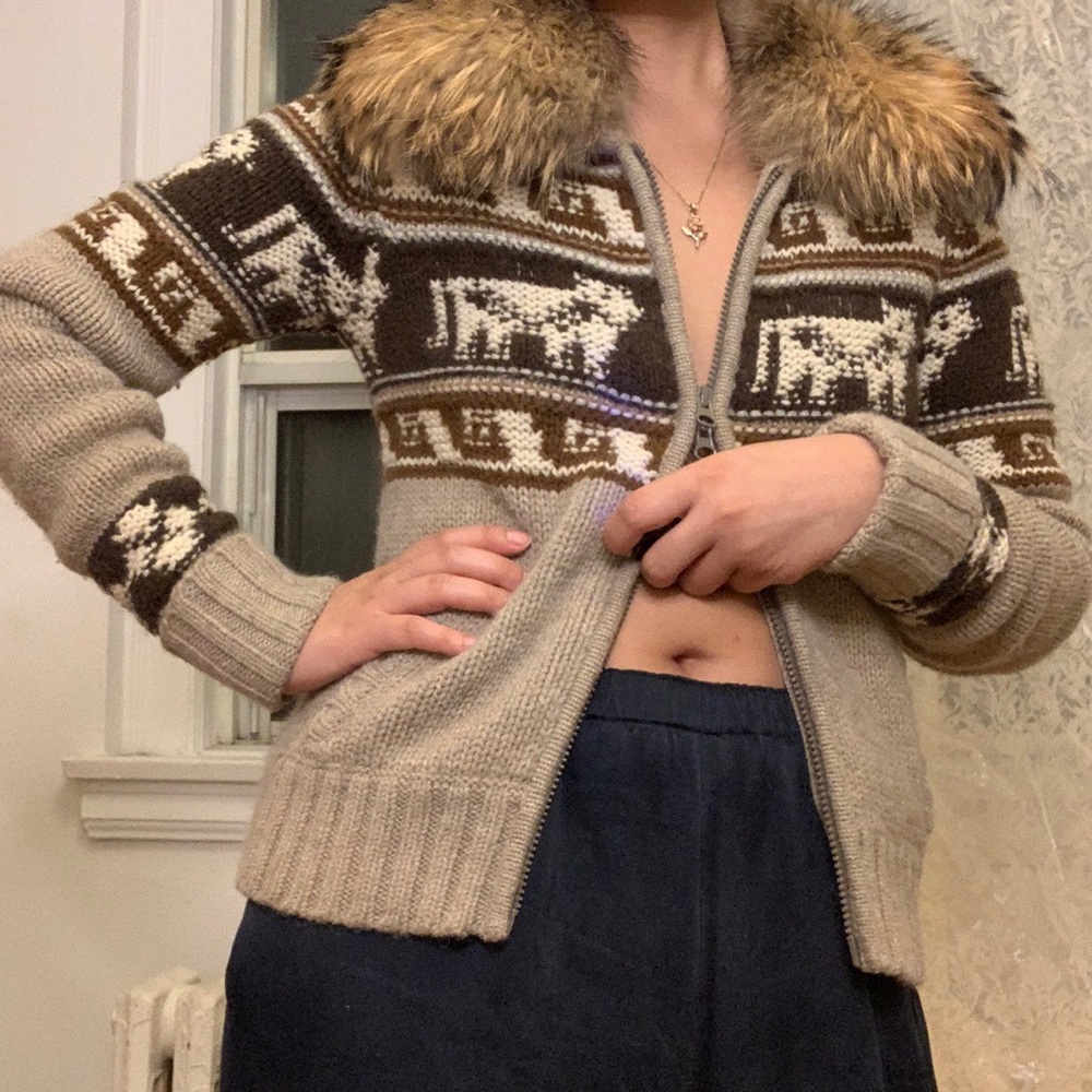 VINCE CHALET SWEATER WITH FUR